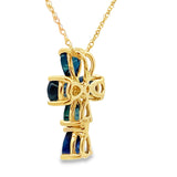 .82ct Sapphire Cross Religious Pendant 10KT Yellow Gold
