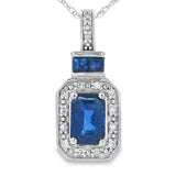.84ct Sapphire Diamond Fashion Pendants 14KT White Gold