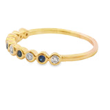 Sapphire Diamond stackable band set 14KT Yellow Gold