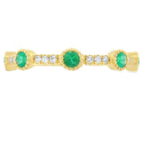 Emerald Diamond stackable band set 14KT Yellow Gold
