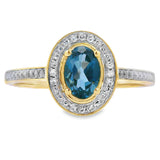 .59ct London Blue Topaz Diamond Ring 10KT Yellow Gold