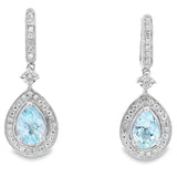 Aquamarine Diamond Dangle Earrings 10KT White Gold