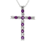 .50ct Amethyst Cross Religious Pendant Sterling Silver