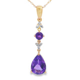 Amethyst Diamond Fashion Pendants 10KT Yellow Gold
