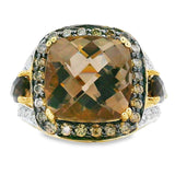 Natural .50ct Quartz Diamond Ring 14KT Yellow Gold