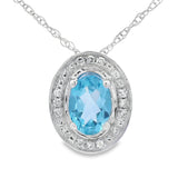 Blue Topaz Diamond Fashion Pendants 10KT White Gold