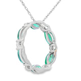 Emerald Diamond Circle of Love Pendant 10KT White Gold