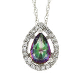 Treated Topaz Diamond Fashion Pendants 14KT White Gold