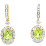 1.23ct Peridot Diamond Dangle Earrings 10KT Yellow Gold