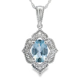 Aquamarine Diamond Fashion Pendants 10KT White Gold