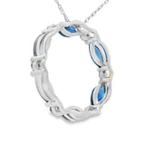Sapphire Diamond Circle of Love Pendant 10KT White Gold