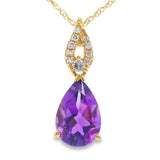 Amethyst Diamond Fashion Pendants 10KT Yellow Gold