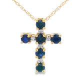 .32ct Sapphire Cross Religious Pendant 10KT Yellow Gold
