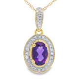 Amethyst Diamond Fashion Pendants 10KT Yellow Gold