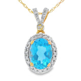 Blue Topaz Diamond Fashion Pendants 14KT Yellow Gold