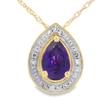 Amethyst Diamond Fashion Pendants 10KT Yellow Gold