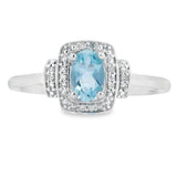 Genuine .45ct Aquamarine Diamond Ring 10KT White Gold