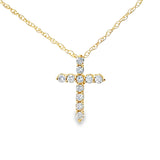 .11ct Diamond Cross Religious Pendant 14KT Yellow Gold