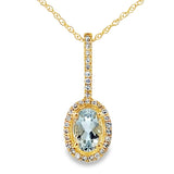 Aquamarine Diamond Fashion Pendants 10KT Yellow Gold