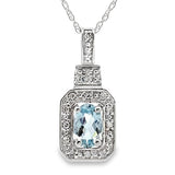 Aquamarine Diamond Fashion Pendants 10KT White Gold