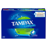 Tampax Compak Tampons with Applicator - 20 Count, Comfortable and Secure Period Protection