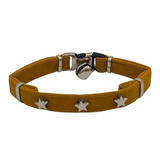 Jooys Velvet Star Cat Collar with Bell Mustard 15-30cm