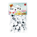 Lino Oynar 15 mm Craft Eyes - Black & White, 50-Pack for Sewing & DIY Projects