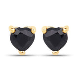 0.70 Carat Genuine Black Sapphire 14K Yellow Gold Earrings