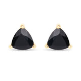 0.70 Carat Genuine Black Sapphire 14K Yellow Gold Earrings