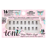 IONI 3D Individual Faux Lashes Medium Tapered Tips 16 Count