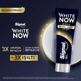 Signal White Now: 3X Whitening Toothpaste - Extra Fresh & Gold - Stain Removal, Fluoride Protection - Fresh Breath, Confident Smile