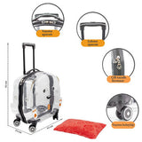 Lepus Transparent Rolling Pet Carrier with Wheels Grey Large