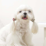 M-Pets Glam Floral Pet Hair Clip for Cats & Dogs - Pink/White