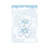 M-Pets Glam Blue Bow Hair Clip with Pearl Detail for Pets