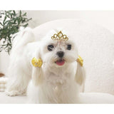 M-Pets Glam Crown & Bow Accessory Set for Cats and Dogs Yellow