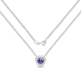 0.55 Carat Genuine Tanzanite and White Topaz .925 Sterling Silver Necklace