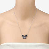 2.16 Carat Genuine Blue Sapphire and White Zircon .925 Sterling Silver Necklace