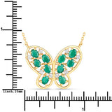 1.56 Carat Genuine Emerald and White Zircon .925 Sterling Silver Necklace