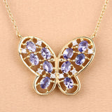1.86 Carat Genuine Tanzanite and White Zircon .925 Sterling Silver Necklace