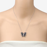 2.94 Carat Genuine Blue Sapphire and White Zircon .925 Sterling Silver Necklace