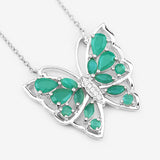 2.60 Carat Genuine Emerald and White Zircon .925 Sterling Silver Necklace