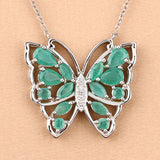 2.60 Carat Genuine Emerald and White Zircon .925 Sterling Silver Necklace
