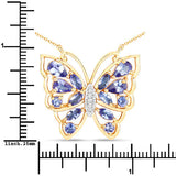 2.76 Carat Genuine Tanzanite and White Zircon .925 Sterling Silver Necklace