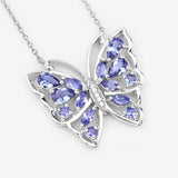 2.76 Carat Genuine Tanzanite and White Zircon .925 Sterling Silver Necklace