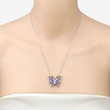 2.76 Carat Genuine Tanzanite and White Zircon .925 Sterling Silver Necklace