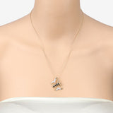 0.56 Carat Genuine Blue Sapphire and White Zircon .925 Sterling Silver Necklace