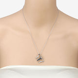 0.56 Carat Genuine Blue Sapphire and White Zircon .925 Sterling Silver Necklace