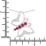 0.62 Carat Genuine Ruby and White Zircon .925 Sterling Silver Necklace