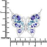 3.60 Carat Genuine Tanzanite and Swiss Blue Topaz .925 Sterling Silver Necklace