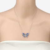 3.60 Carat Genuine Tanzanite and Swiss Blue Topaz .925 Sterling Silver Necklace